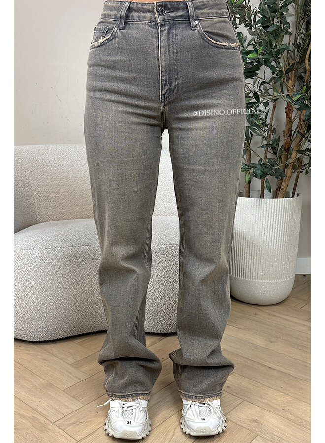DIRTY GREY - 'MEMPHIS' - PERFECT WASHING STRETCH WIDE LEG JEANS