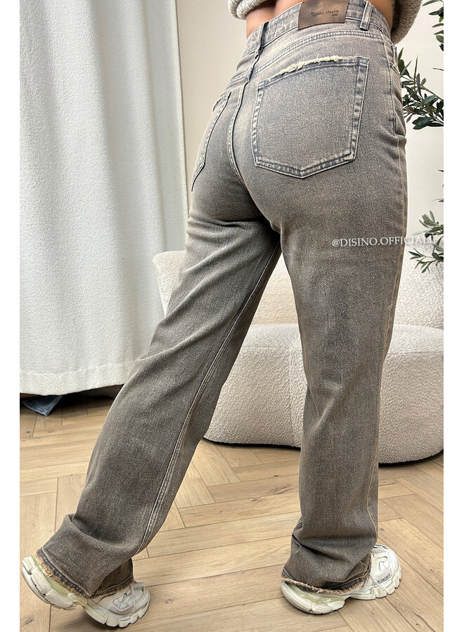 DIRTY GREY - 'MEMPHIS' - PERFECT WASHING STRETCH WIDE LEG JEANS