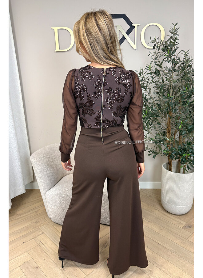 CHOCO - 'JULIA JUMPSUIT' - SEQUIN TOP STRETCH JUMPSUIT