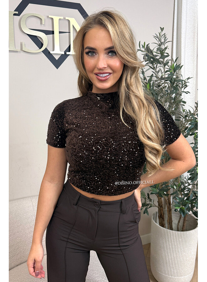 CHOCO - 'NAYA TOP' - SHORT SLEEVE ALL OVER SEQUIN TOP