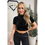 BLACK - 'NAYA TOP' - SHORT SLEEVE ALL OVER SEQUIN TOP