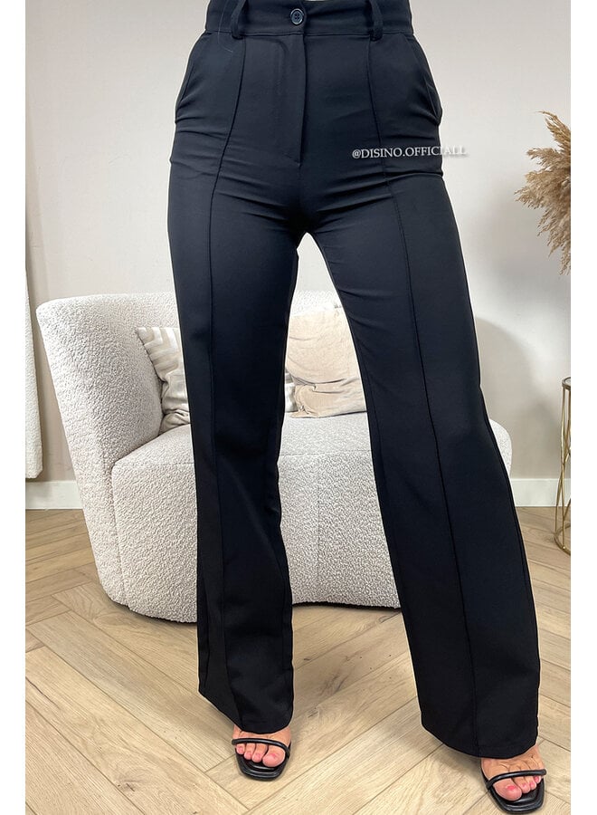 BLACK - 'KIANA PANTS' - PERFECT FIT HIGH WAIST STRAIGHT PANTALON