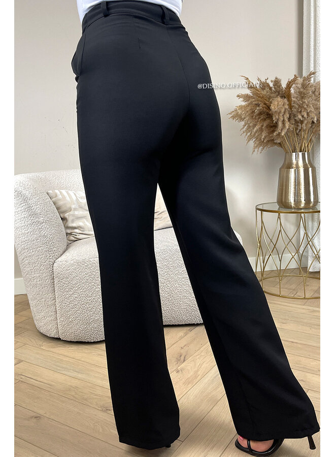 BLACK - 'KIANA PANTS' - PERFECT FIT HIGH WAIST STRAIGHT PANTALON