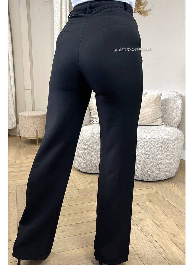 BLACK - 'KIANA PANTS' - PERFECT FIT HIGH WAIST STRAIGHT PANTALON