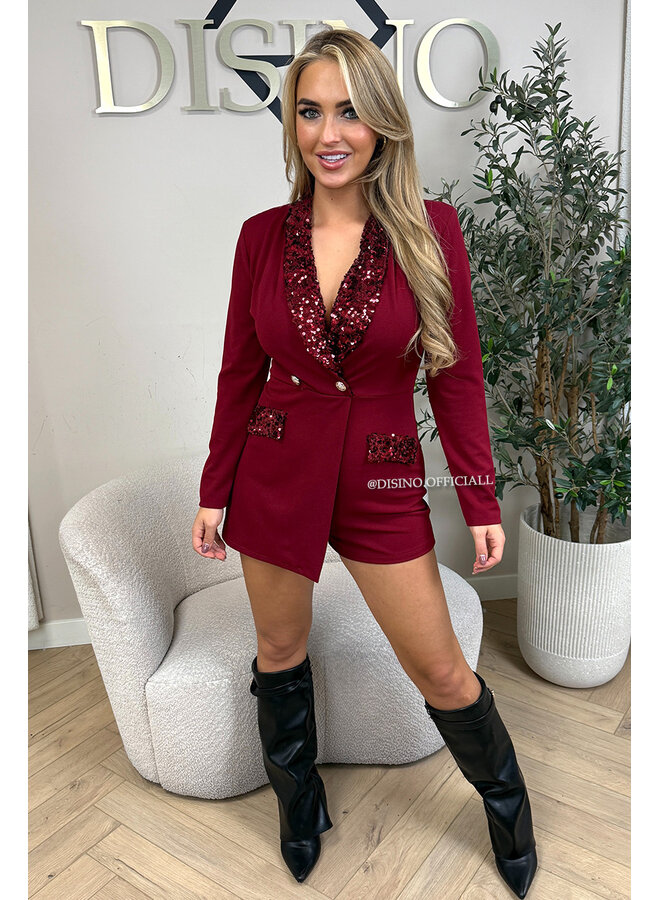 BORDEAUX - 'ROSA PLAYSUIT' - CLASSY SEQUIN PLAYSUIT