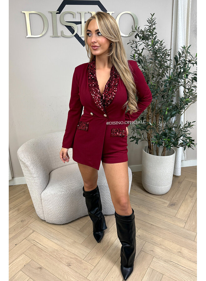 BORDEAUX - 'ROSA PLAYSUIT' - CLASSY SEQUIN PLAYSUIT