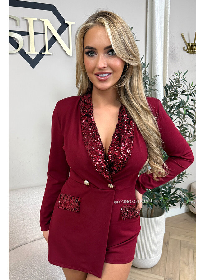 BORDEAUX - 'ROSA PLAYSUIT' - CLASSY SEQUIN PLAYSUIT