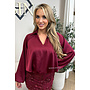 BORDEAUX - 'JOYCE' - SILKY SATIN OVERSIZED V-NECK BLOUSE