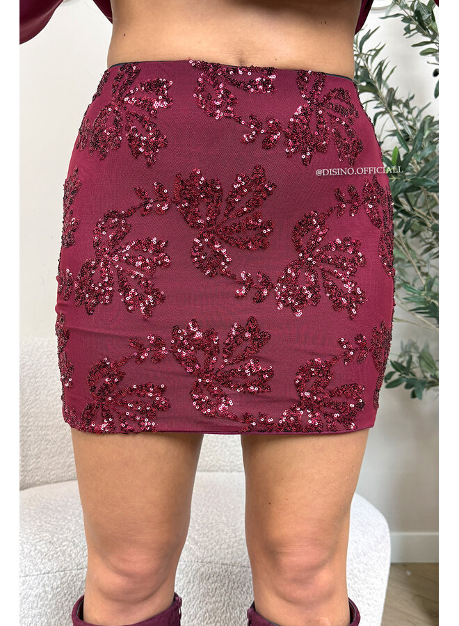 BORDEAUX - 'JULIA SKIRT' - SEQUIN ALL OVER MINI SKIRT