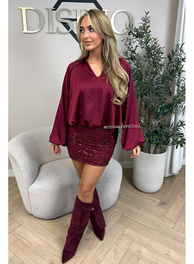 BORDEAUX - 'JULIA SKIRT' - SEQUIN ALL OVER MINI SKIRT