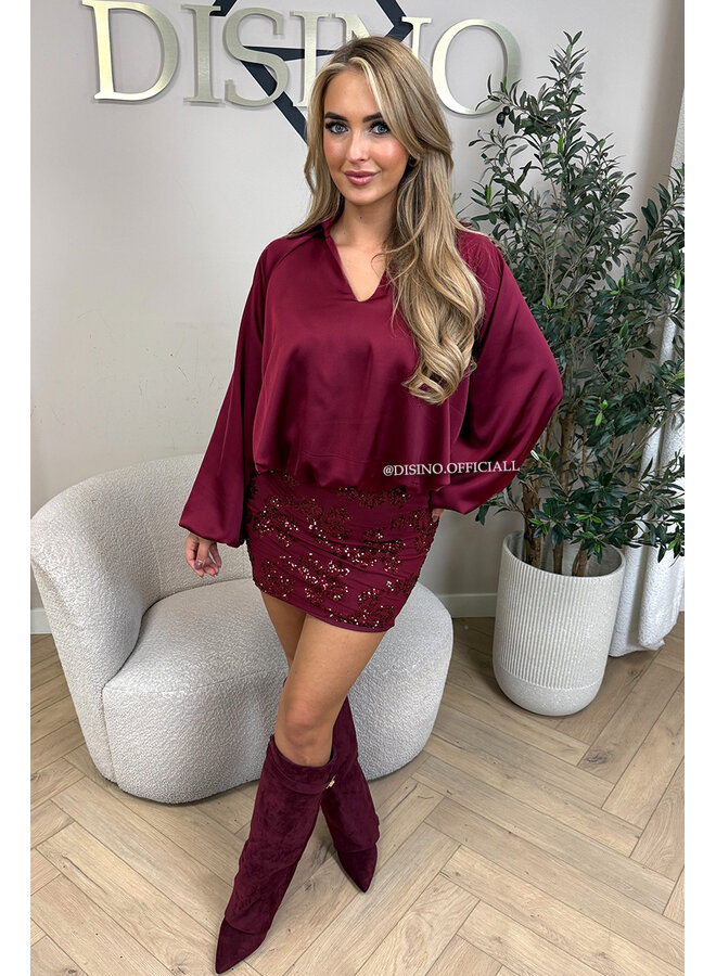 BORDEAUX - 'JULIA SKIRT' - SEQUIN ALL OVER MINI SKIRT