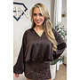 CHOCO - 'JOYCE' - SILKY SATIN OVERSIZED V-NECK BLOUSE