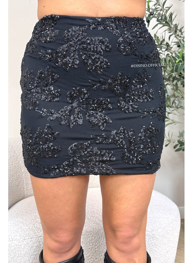 BLACK - 'JULIA SKIRT' - SEQUIN ALL OVER MINI SKIRT