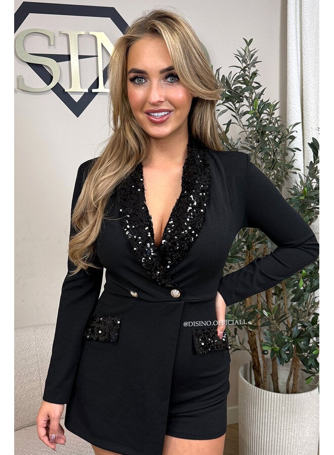 BLACK - 'ROSA PLAYSUIT' - CLASSY SEQUIN PLAYSUIT