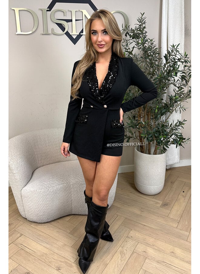 BLACK - 'ROSA PLAYSUIT' - CLASSY SEQUIN PLAYSUIT