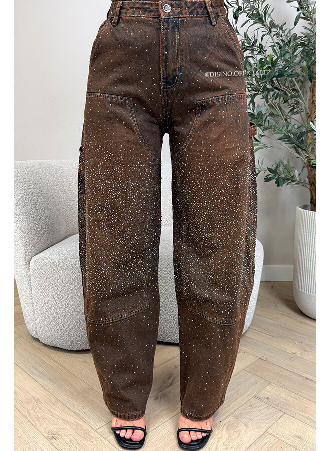 DIRTY WASH - 'CARGO DIAMOND JEANS' - DIAMONDS ALL OVER BALLOON LEG JEANS