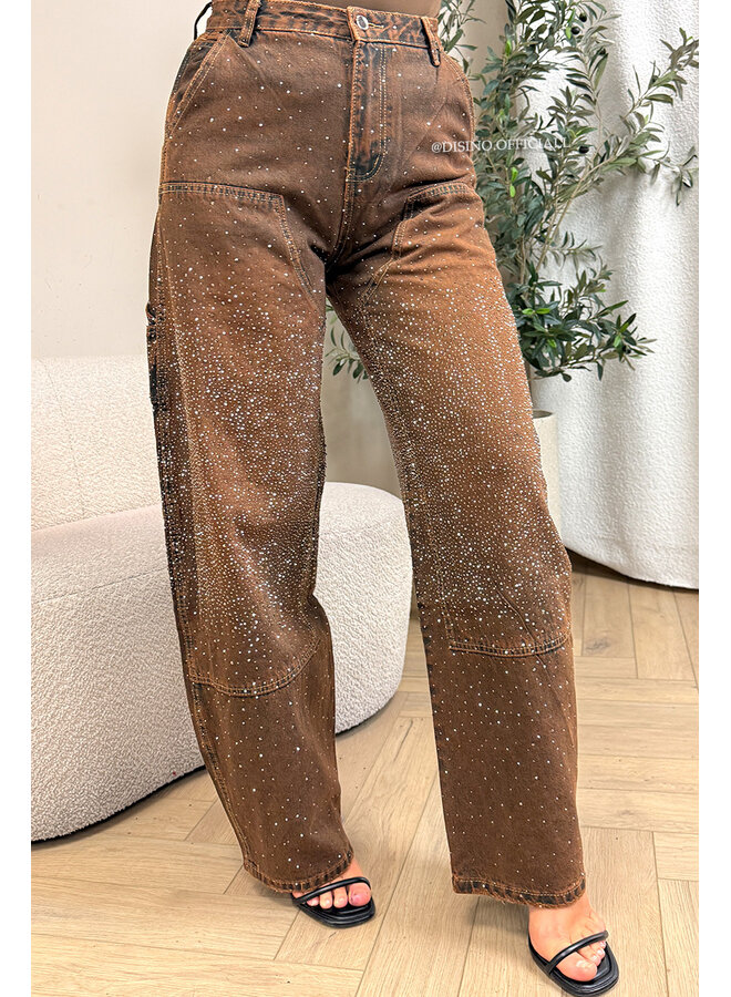 DIRTY WASH - 'CARGO DIAMOND JEANS' - DIAMONDS ALL OVER BALLOON LEG JEANS