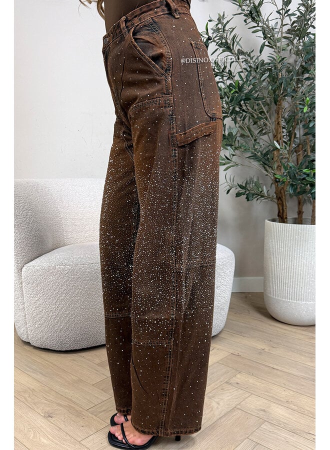 DIRTY WASH - 'CARGO DIAMOND JEANS' - DIAMONDS ALL OVER BALLOON LEG JEANS