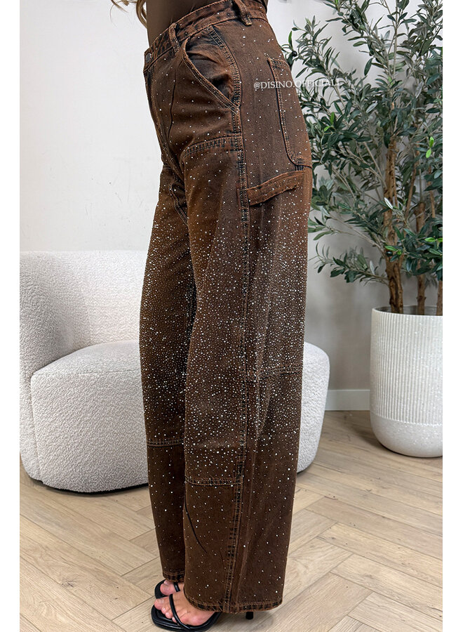 DIRTY WASH - 'LUMIÉRE JEANS' - DIAMONDS ALL OVER BALLOON LEG JEANS