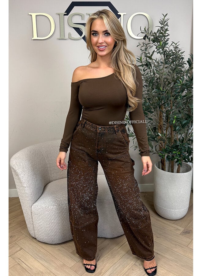 DIRTY WASH - 'CARGO DIAMOND JEANS' - DIAMONDS ALL OVER BALLOON LEG JEANS