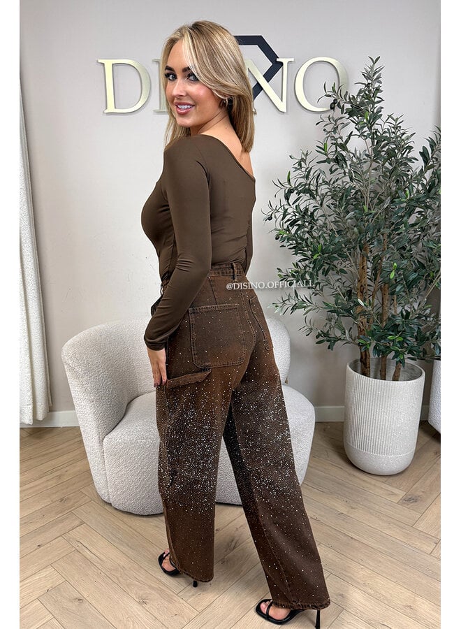 DIRTY WASH - 'CARGO DIAMOND JEANS' - DIAMONDS ALL OVER BALLOON LEG JEANS