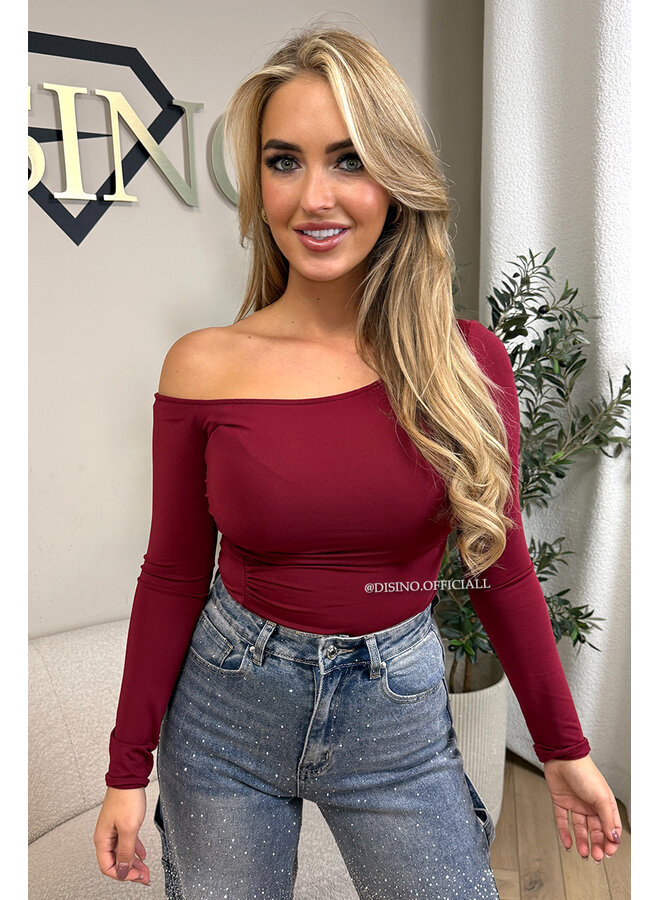 BORDEAUX - 'BELINDA BODY' - OPEN SHOULDER BODYSUIT