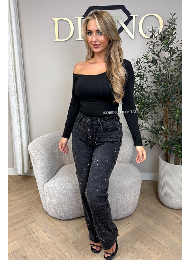 BLACK - 'BELINDA BODY' - OPEN SHOULDER BODYSUIT