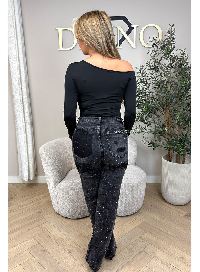 BLACK - 'BELINDA BODY' - OPEN SHOULDER BODYSUIT