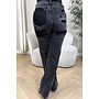 BLACK - 'MELBOURNE RHINESTONE' - STRETCH VIRAL RIPPED BACK STRAIGHT LEG JEANS