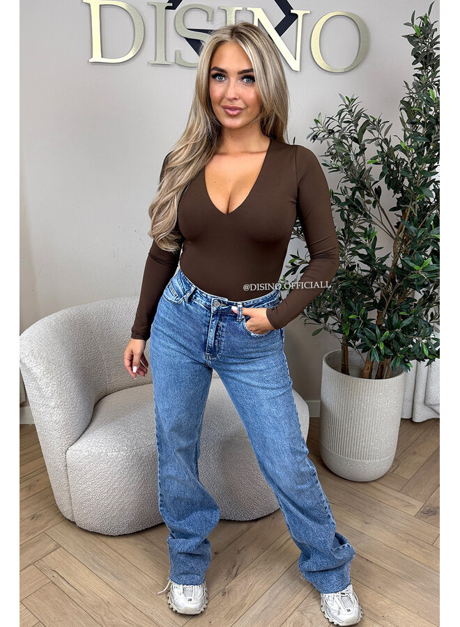 CHOCO - 'VICKY BODY' - TRAVEL QUALITY V-NECK LONGSLEEVE BODYSUIT