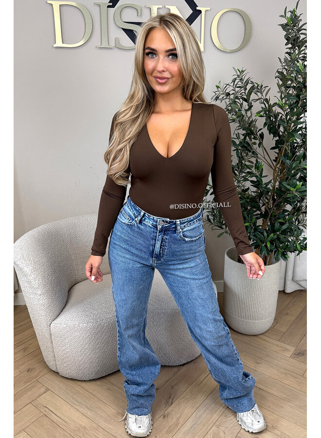 CHOCO - 'VICKY BODY' - TRAVEL QUALITY V-NECK LONGSLEEVE BODYSUIT