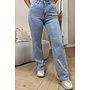 BLUE - 'CELINA DIAMONDS JEANS' - EXCLUSIVE STRETCH RHINESTONE WIDE LEG JEANS