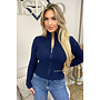 NAVY BLUE - 'GULSEN' - SOFT KNITTED ZIPPER CARDIGAN TOP