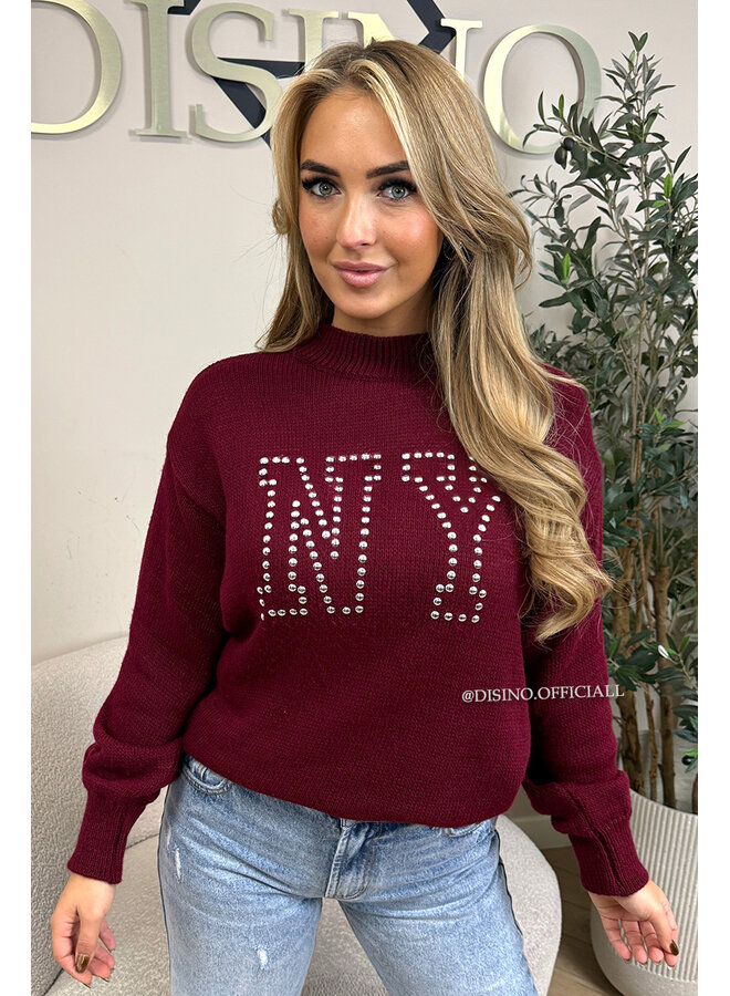 BORDEAUX - 'NY STUDS SWEATER' - OVERSIZED KNITTED SWEATER