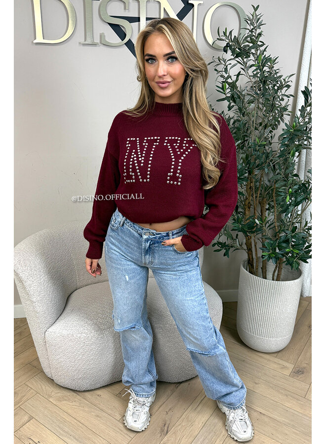 BORDEAUX - 'NY STUDS SWEATER' - OVERSIZED KNITTED SWEATER