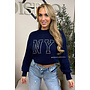 NAVY BLUE - 'NY STUDS SWEATER' - OVERSIZED KNITTED SWEATER