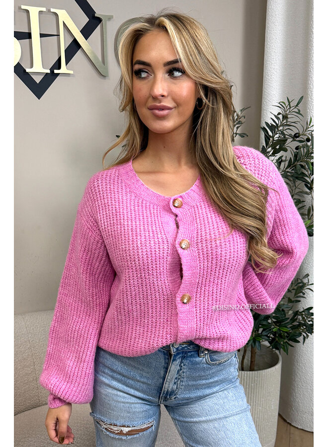 PINK - 'FENNA CARDIGAN' - BALLOON SLEEVE KNITTED VEST