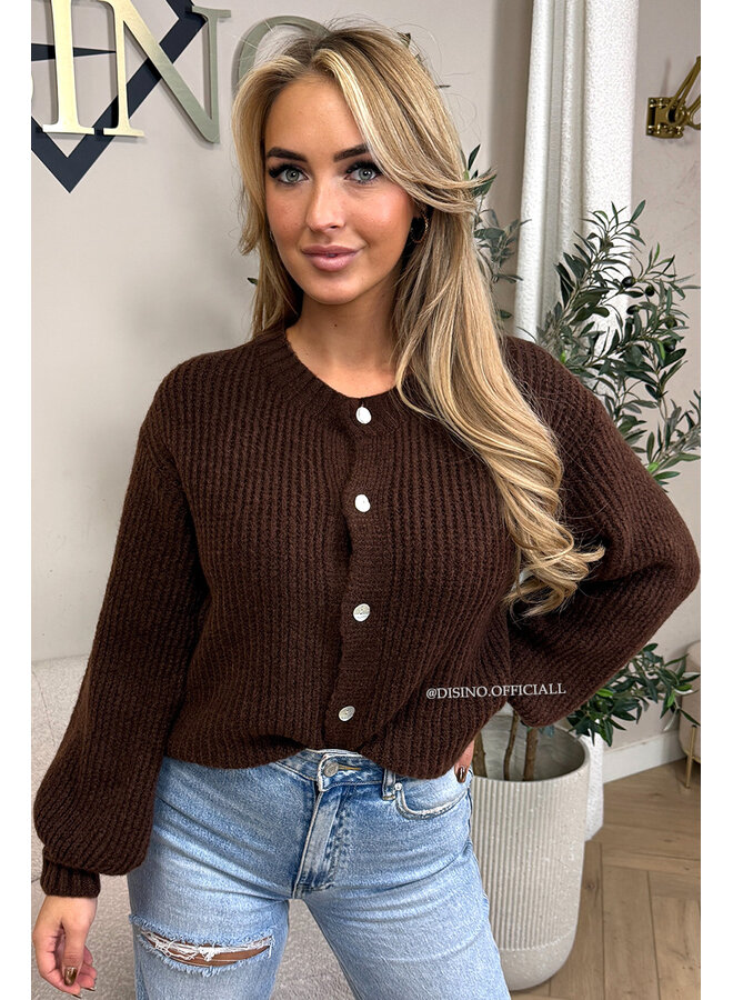 CHOCO - 'FENNA CARDIGAN' - BALLOON SLEEVE KNITTED VEST