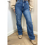 QUEEN HEART JEANS - DARK BLUE - 'MCKENZIE' - SUPER STRETCH WIDE LEG JEANS