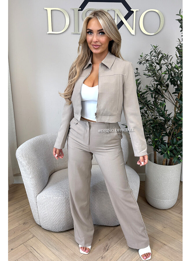 TAUPE - 'ELOISA JACKET' - VIRAL CROPPED JACKET