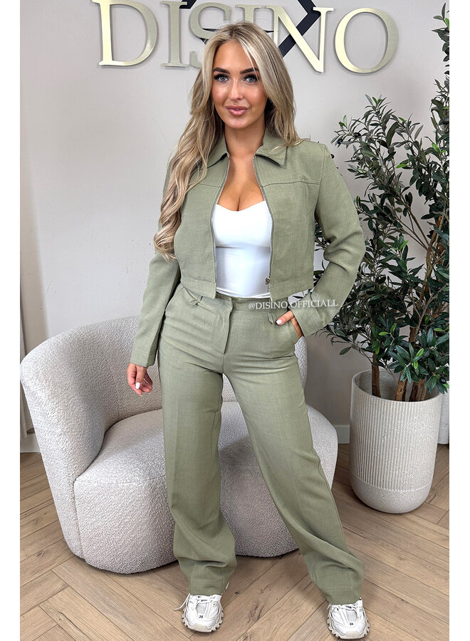 OLIVE GREEN - 'ELOISA JACKET' - VIRAL CROPPED JACKET