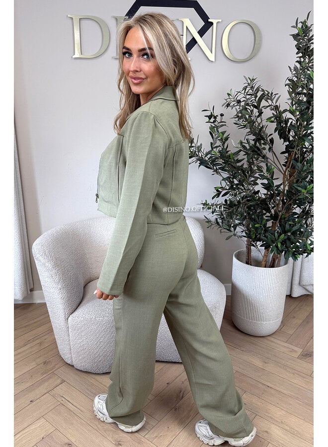 OLIVE GREEN - 'ELOISA JACKET' - VIRAL CROPPED JACKET