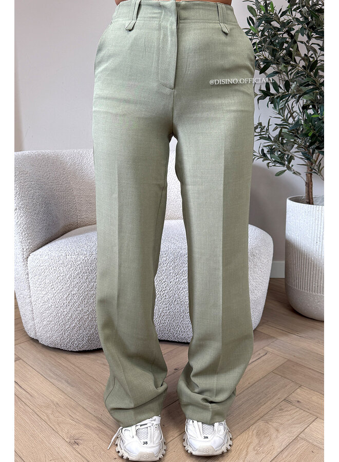 OLIVE GREEN - 'ELOISA PANTS' - VIRAL STRETCH PANTALON