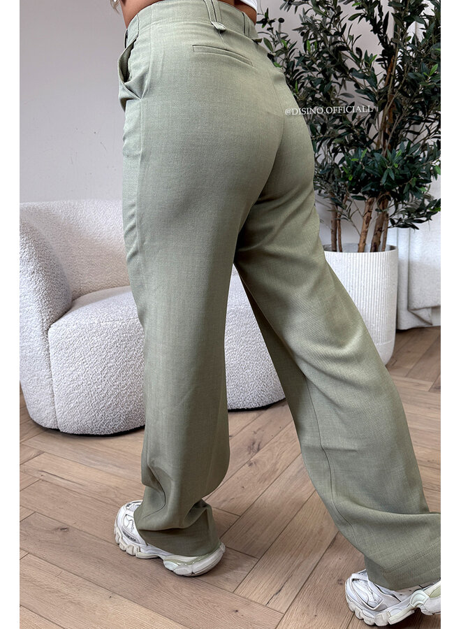 OLIVE GREEN - 'ELOISA PANTS' - VIRAL STRETCH PANTALON
