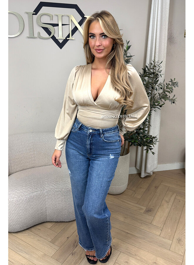 QUEEN HEART JEANS - DARK BLUE - 'MCKENZIE' - SUPER STRETCH WIDE LEG JEANS