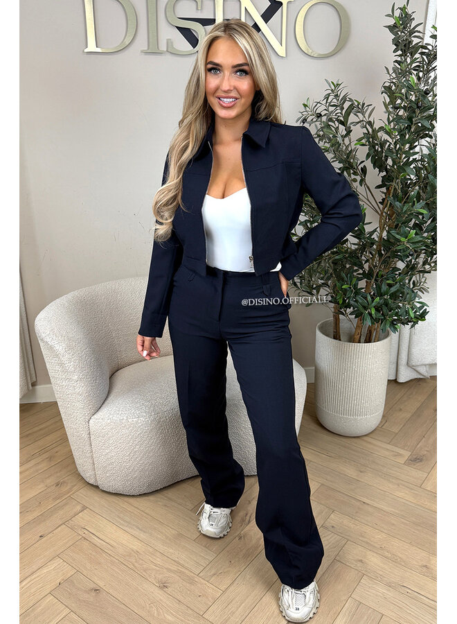 NAVY BLUE - 'ELOISA JACKET' - VIRAL CROPPED JACKET