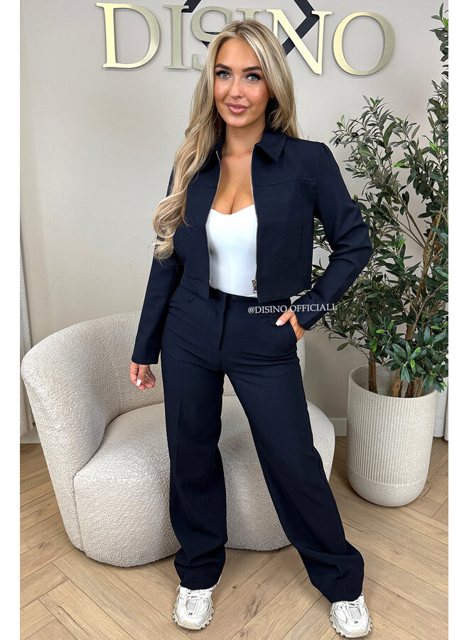 NAVY BLUE - 'ELOISA JACKET' - VIRAL CROPPED JACKET