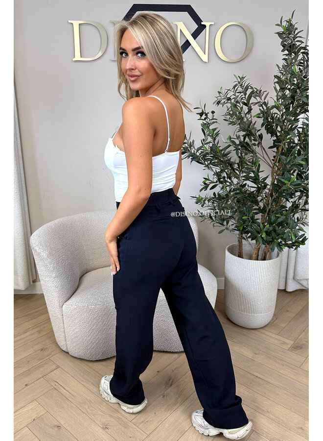 NAVY BLUE - 'ELOISA PANTS' - VIRAL STRETCH PANTALON