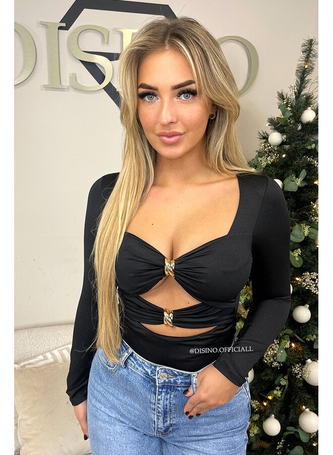 BLACK - 'KHLOE BODYSUIT' - INSPIRED LONG SLEEVE BODYSUIT