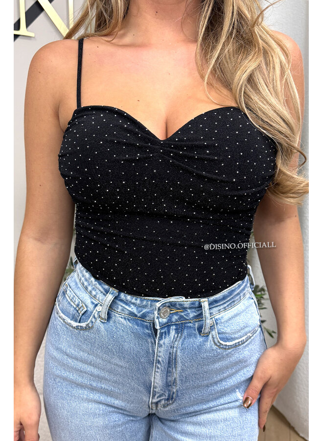 BLACK - 'JAYLA BODY' - SPARKLE & DIAMONDS BODYSUIT